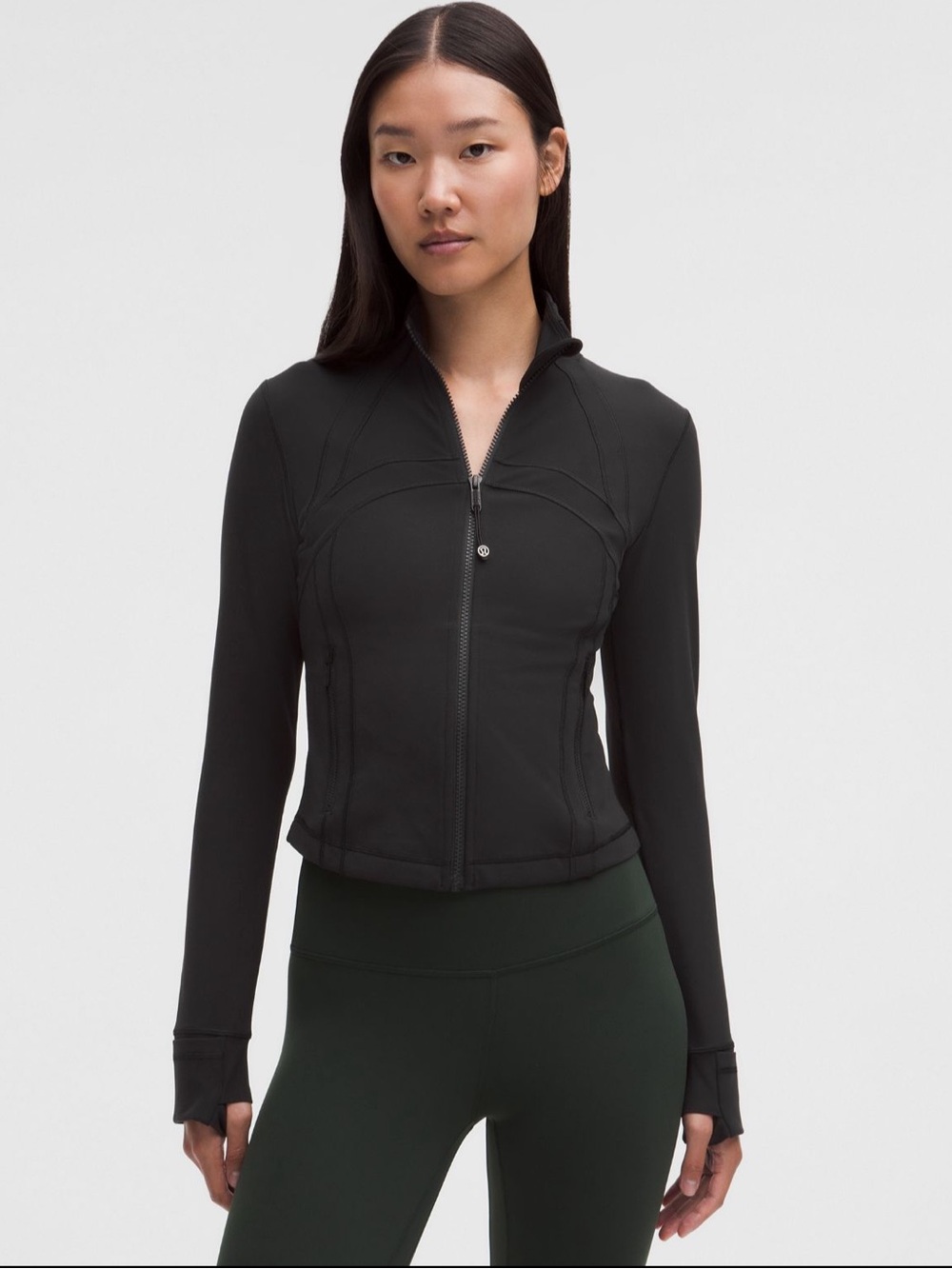 Lululemon Define Cropped Jacket Nulu Black Full Zip Thumbholes Size 6